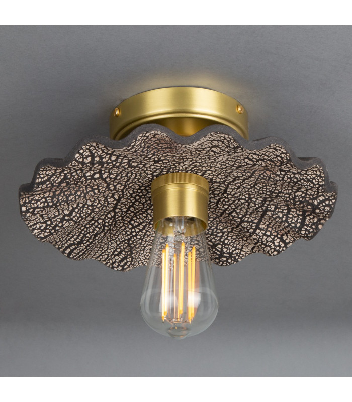 Kapok Ceiling Light Black Clay Satin Brass-3