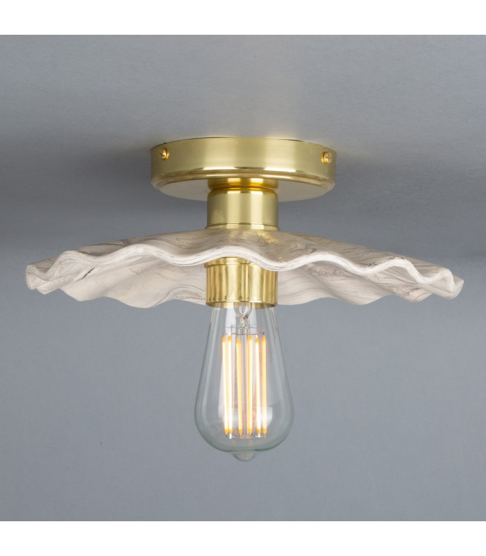 Kapok Ceiling Light Marbled Polished Brass-1