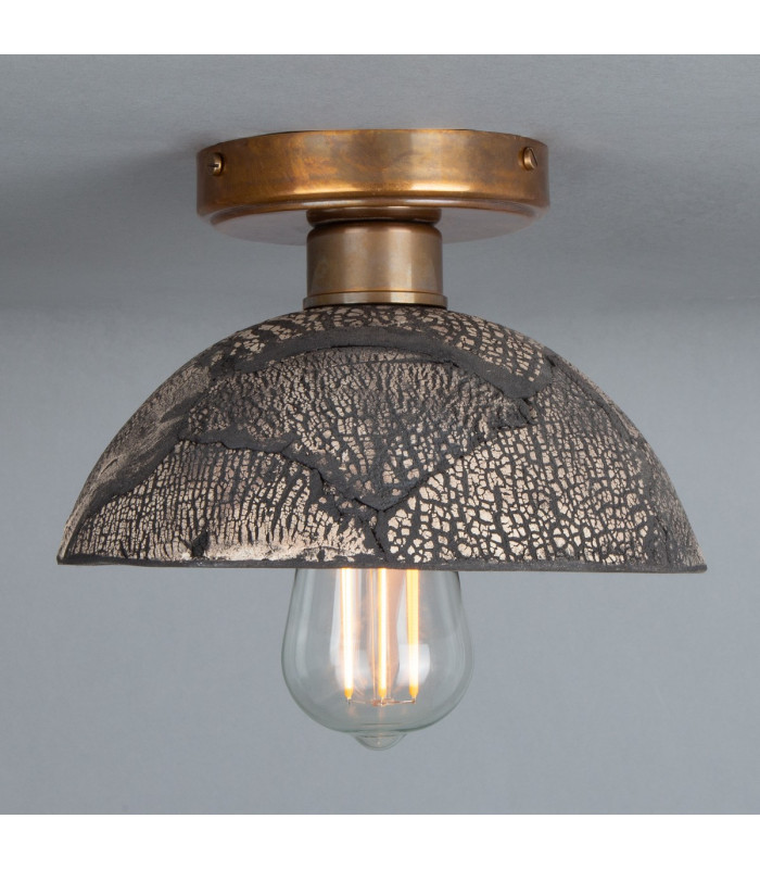 Kauri Ceiling Light Black Clay Antique Brass-1