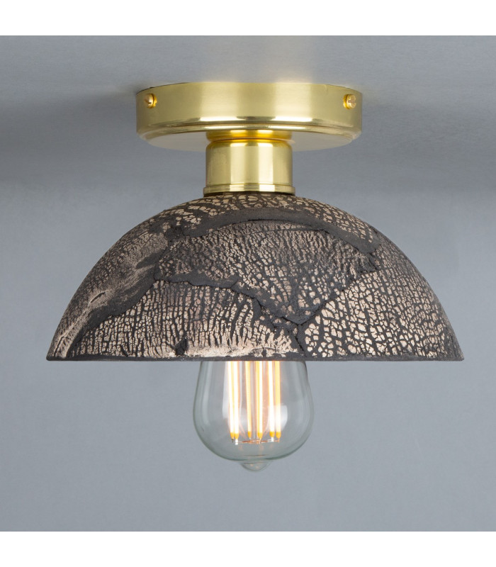 Kauri Ceiling Light Black Clay Polished Brass-1