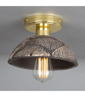 Kauri Ceiling Light Black Clay Polished Brass-2