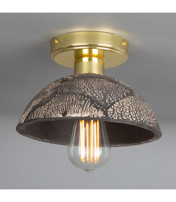 Kauri Ceiling Light Black Clay Polished Brass-2