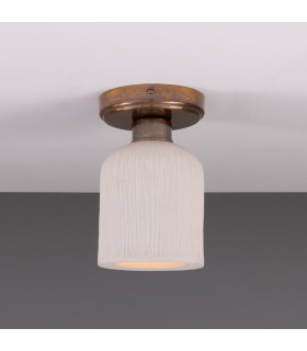 Osier Ceiling Light Matte White Striped Antique Brass-1