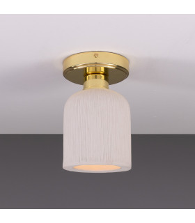 Osier Ceiling Light Matte White Striped Polished Brass-1