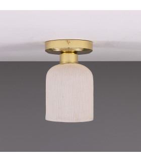 Osier Ceiling Light Matte White Striped Polished Brass-2
