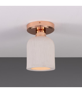 Osier Ceiling Light Matte White Striped Polished Copper-1