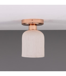Osier Ceiling Light Matte White Striped Polished Copper-2