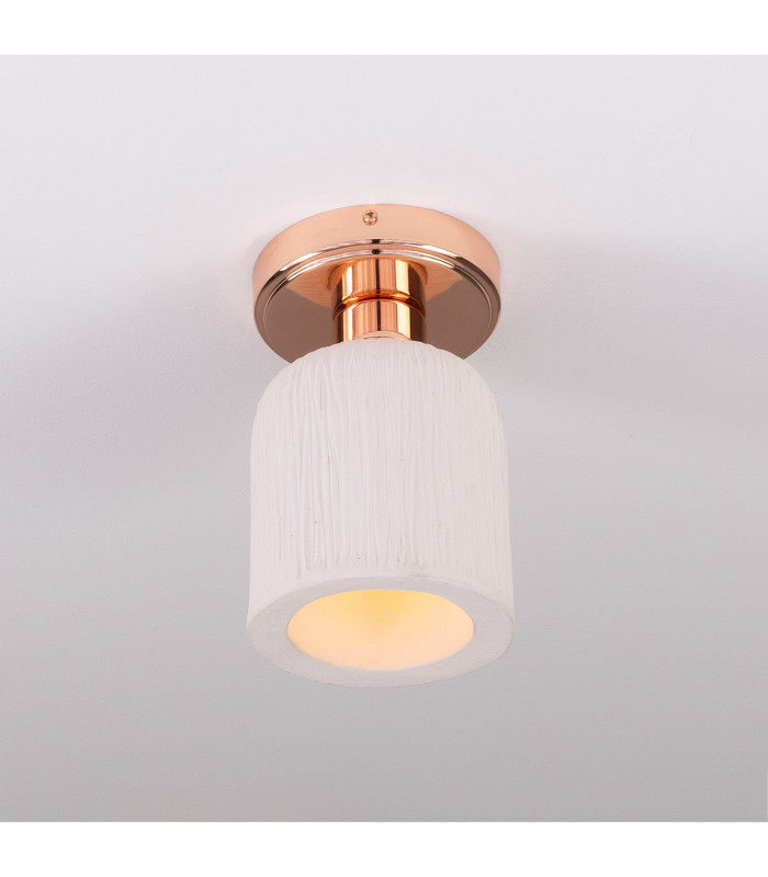 Osier Ceiling Light Matte White Striped Polished Copper-3