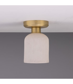 Osier Ceiling Light Matte White Striped Satin Brass-2