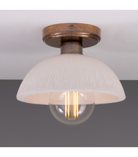 Kauri Ceiling Light Matte White Striped Antique Brass-1