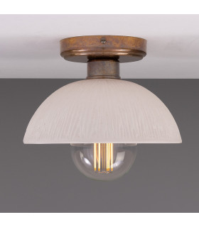 Kauri Ceiling Light Matte White Striped Antique Brass-2