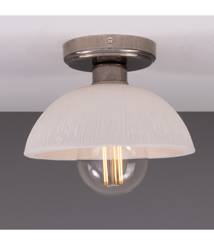 Kauri Ceiling Light Matte White Striped Antique Silver-1