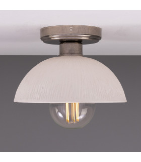 Kauri Ceiling Light Matte White Striped Antique Silver-2