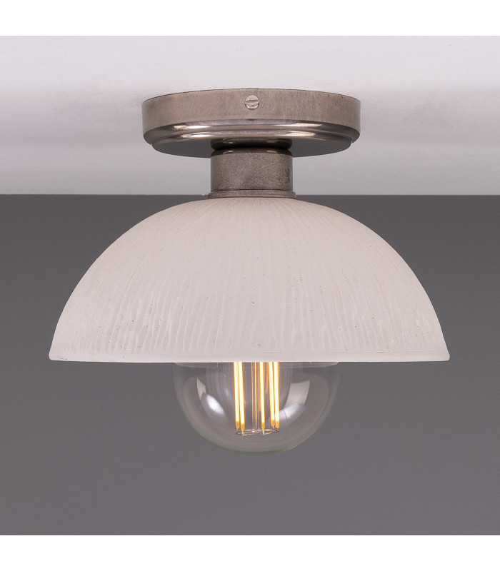 Kauri Ceiling Light Matte White Striped Antique Silver-2