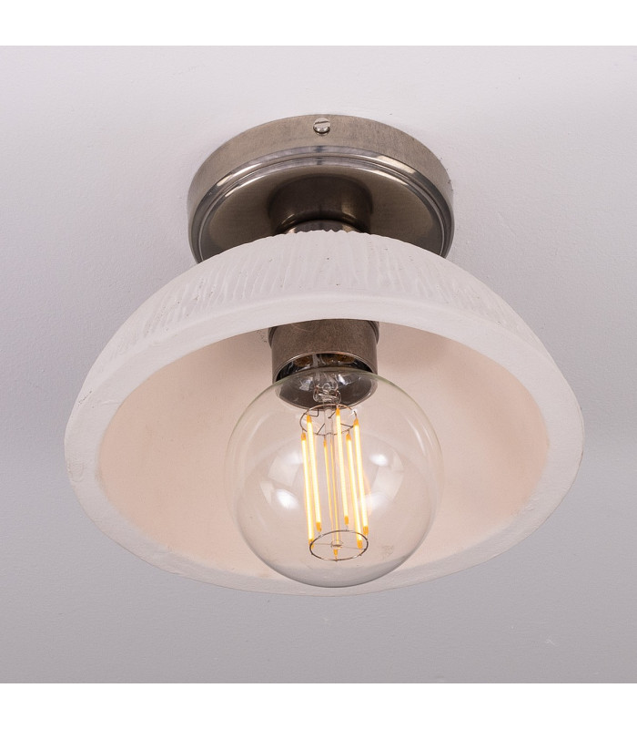 Kauri Ceiling Light Matte White Striped Antique Silver-3