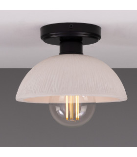 Kauri Ceiling Light Matte White Striped Matte Black-1