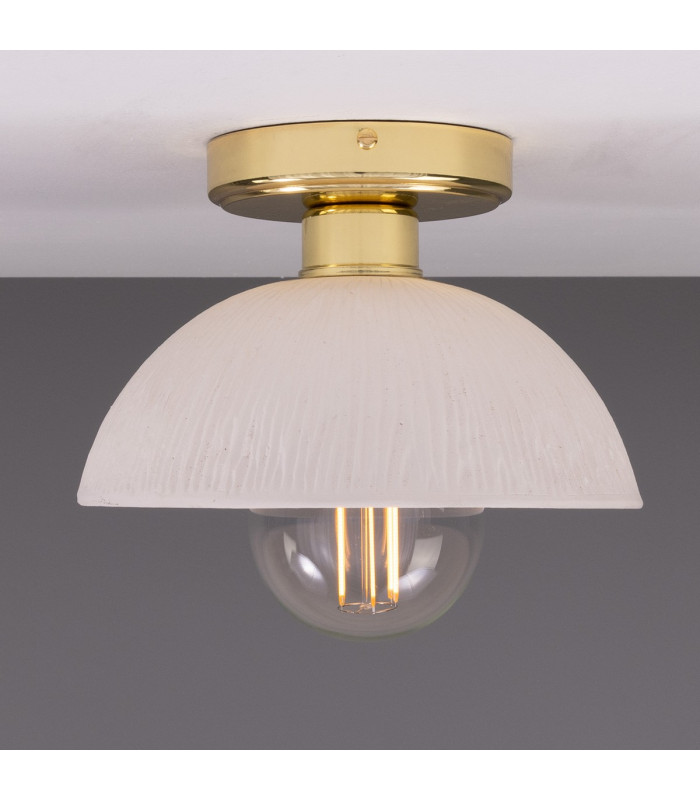 Kauri Ceiling Light Matte White Striped Polished Brass-2