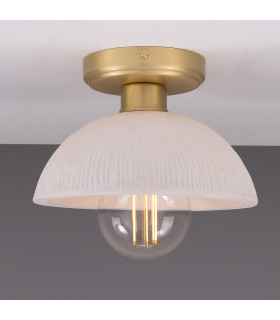 Kauri Ceiling Light Matte White Striped Satin Brass-1