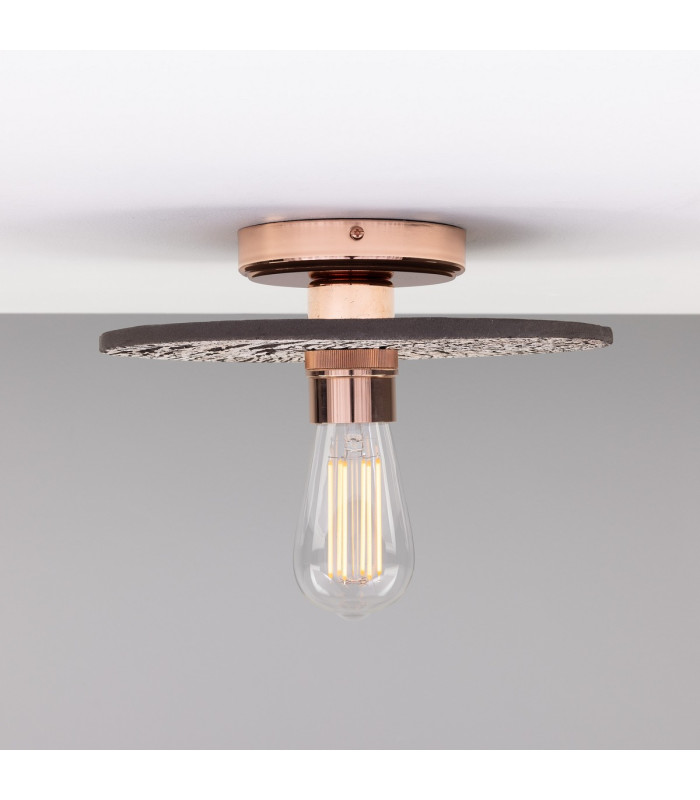 Bog Oak Ceiling Light Black Clay Polished Copper-1