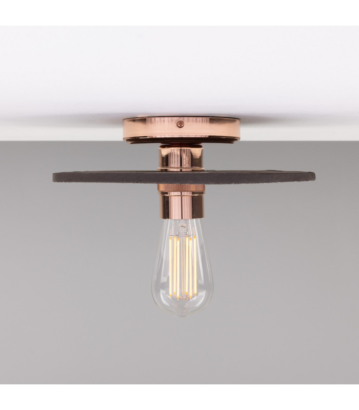 Bog Oak Ceiling Light Black Clay Polished Copper-2
