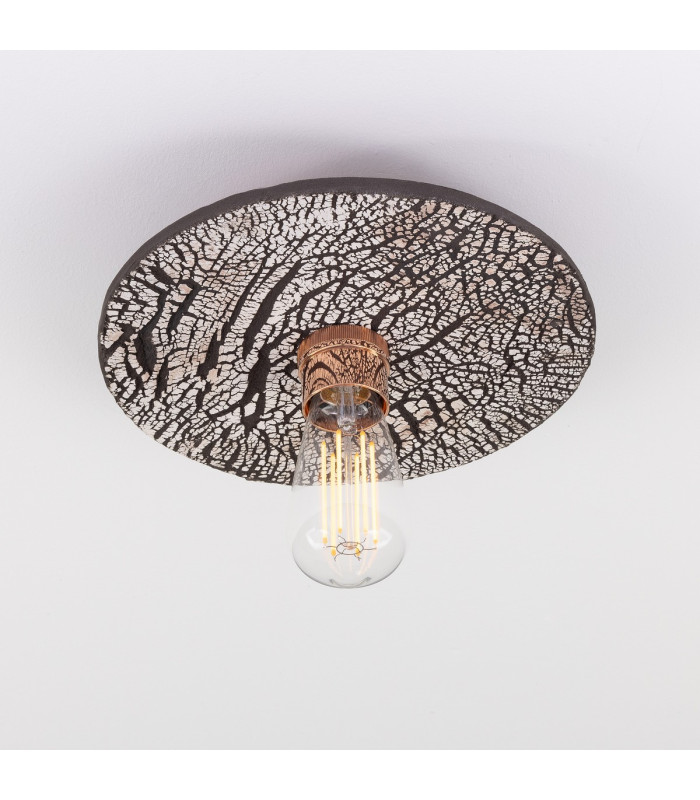 Bog Oak Ceiling Light Black Clay Polished Copper-3