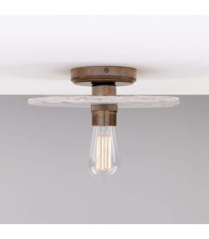 Bog Oak Ceiling Light Marbled Antique Brass-1