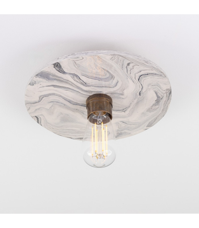 Bog Oak Ceiling Light Marbled Antique Brass-3