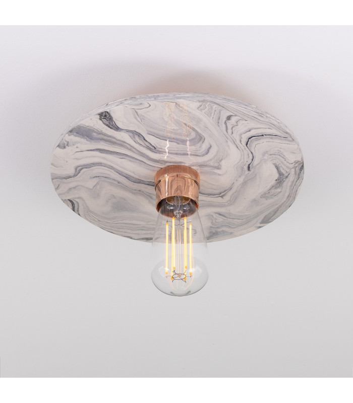 Bog Oak Ceiling Light Marbled Polished Copper-3