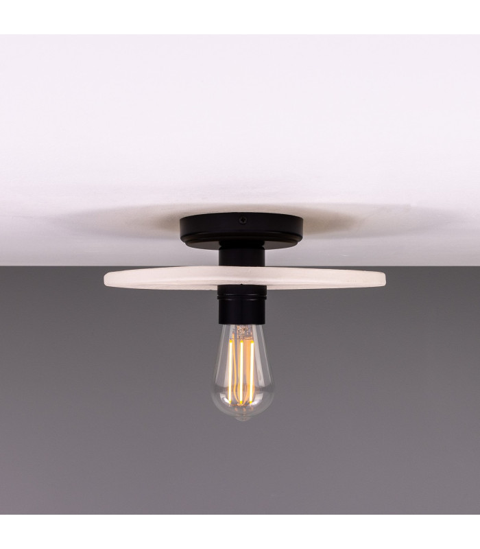 Bog Oak Ceiling Light Matte White Striped Matte Black-1