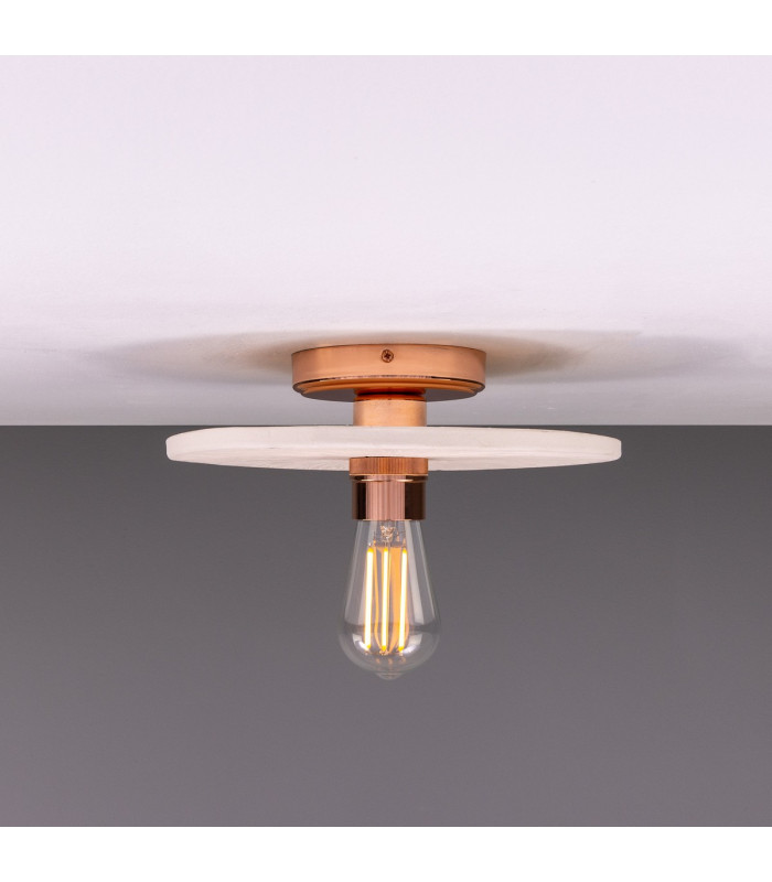 Bog Oak Ceiling Light Matte White Striped Polished Copper-1
