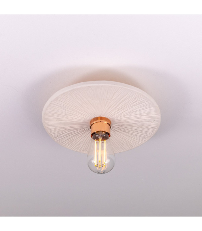 Bog Oak Ceiling Light Matte White Striped Polished Copper-2