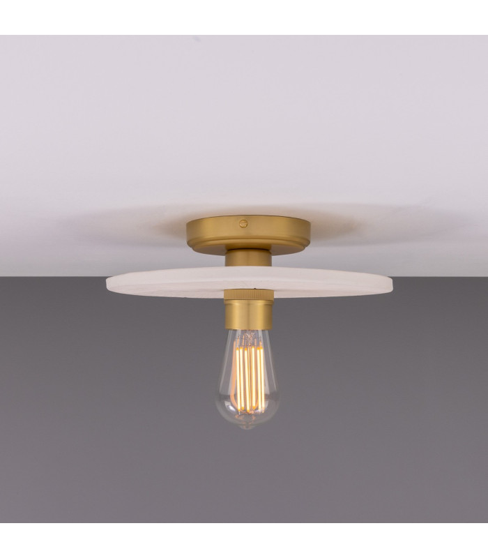 Bog Oak Ceiling Light Matte White Striped Satin Brass-1