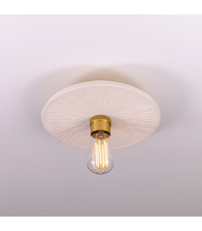 Bog Oak Ceiling Light Matte White Striped Satin Brass-2