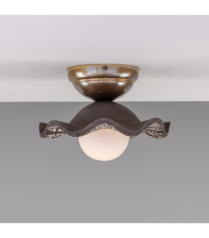 Rivale Ceiling Light Black Clay Antique Brass Opal-1