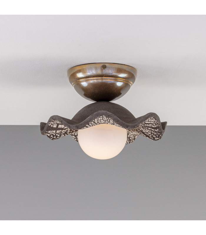 Rivale Ceiling Light Black Clay Antique Brass Opal-3