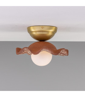 Rivale Ceiling Light Red Iron Satin Brass Opal-1