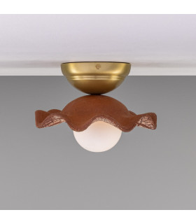 Rivale Ceiling Light Red Iron Satin Brass Opal-2