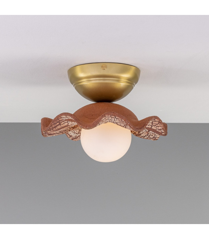 Rivale Ceiling Light Red Iron Satin Brass Opal-3