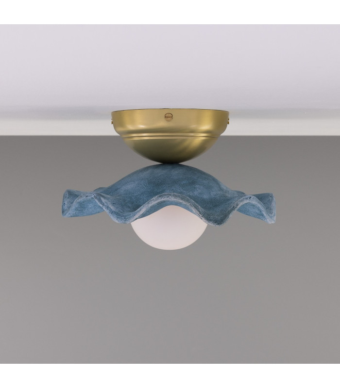 Rivale Ceiling Light Blue Earth Satin Brass Opal-2