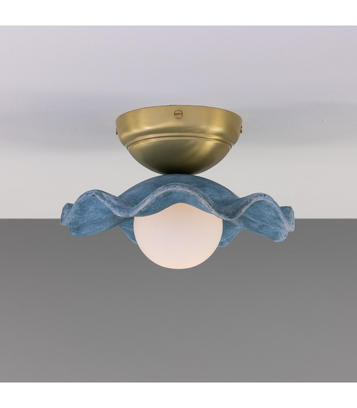 Rivale Ceiling Light Blue Earth Satin Brass Opal-3