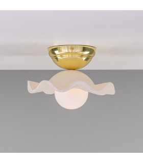 Rivale Ceiling Light Matte White Strap Polished Brass Opal-1
