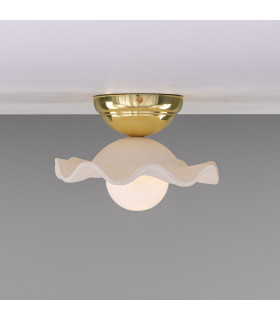 Rivale Ceiling Light Matte White Strap Polished Brass Opal-2