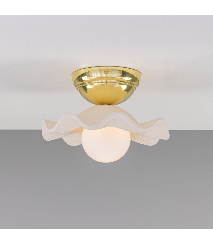 Rivale Ceiling Light Matte White Strap Polished Brass Opal-3