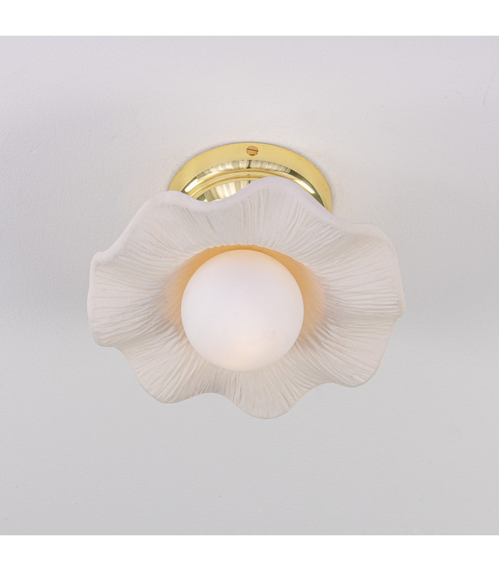 Rivale Ceiling Light Matte White Strap Polished Brass Opal-4