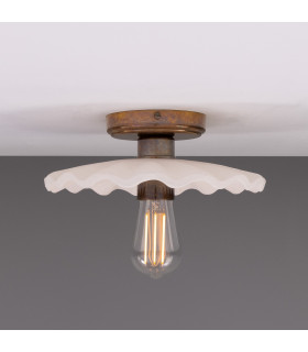 Kapok Ceiling Light Matte White Striped Antique Brass-1
