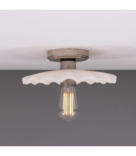Kapok Ceiling Light Matte White Striped Antique Silver-1