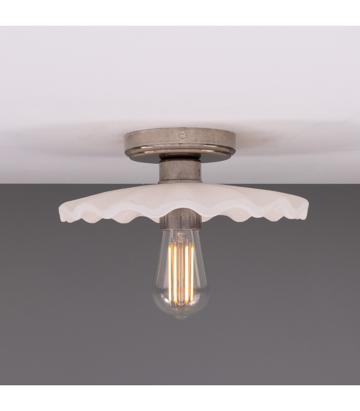Kapok Ceiling Light Matte White Striped Antique Silver-1