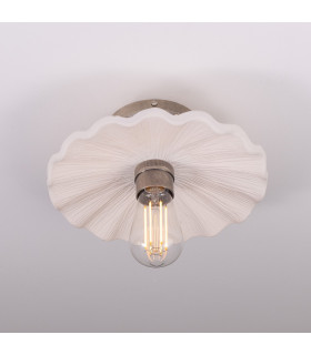Kapok Ceiling Light Matte White Striped Antique Silver-2