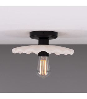 Kapok Ceiling Light Matte White Striped Matte Black-1