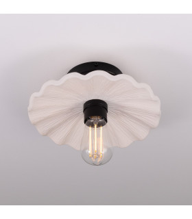 Kapok Ceiling Light Matte White Striped Matte Black-2